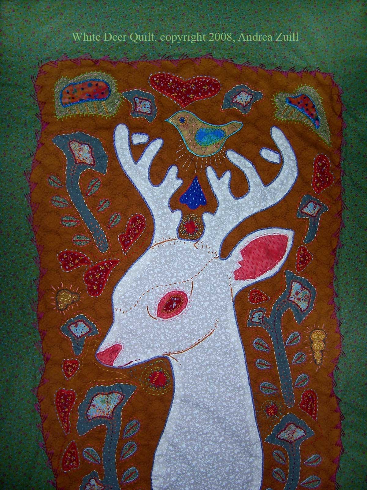 White Deer Quilt Detail