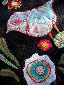 Bird and Flower Quilt Detail