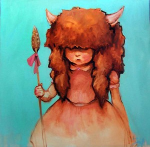 Tribal Girl with Buffalo Headdress by Andrea Zuill